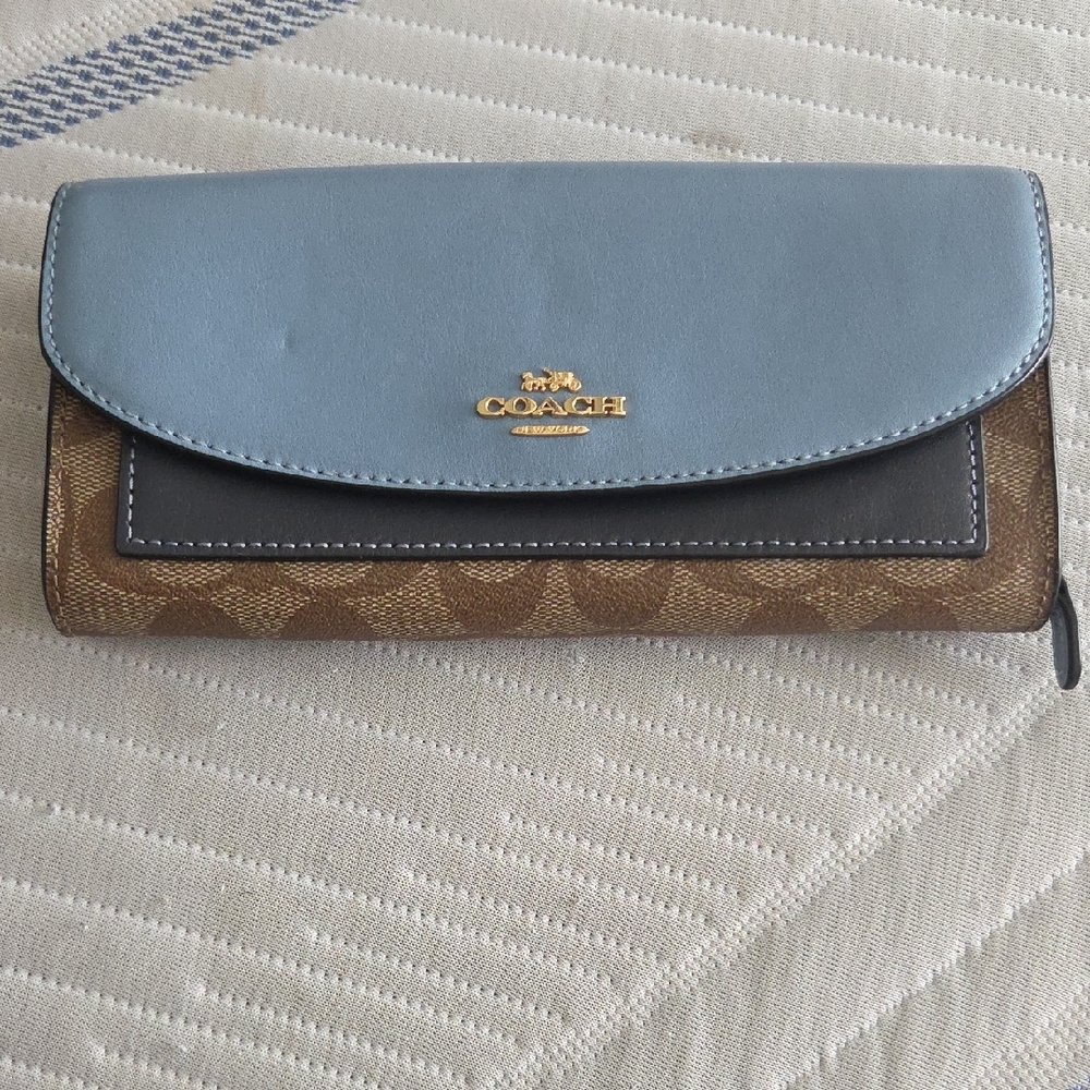 Coach Blue and Tan Women's Wallet